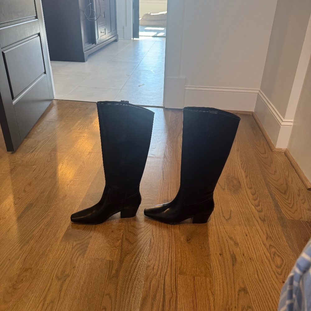 J. Crew Piper Knee-High Black Heeled Boots, size 7